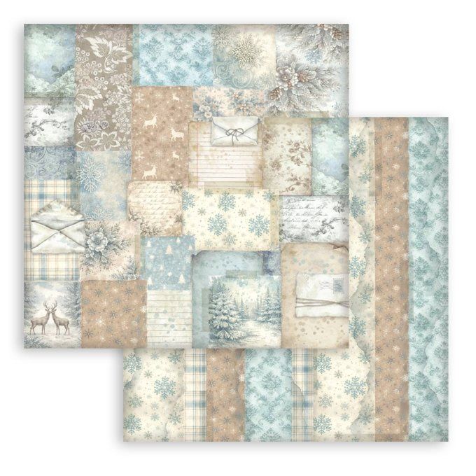 Stamperia - Papier scrapbooking, 20x20cm, 10 feuilles, White christmas - backgrounds