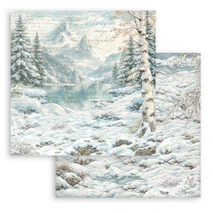 Stamperia - Papier scrapbooking, 20x20cm, 10 feuilles, White christmas - backgrounds