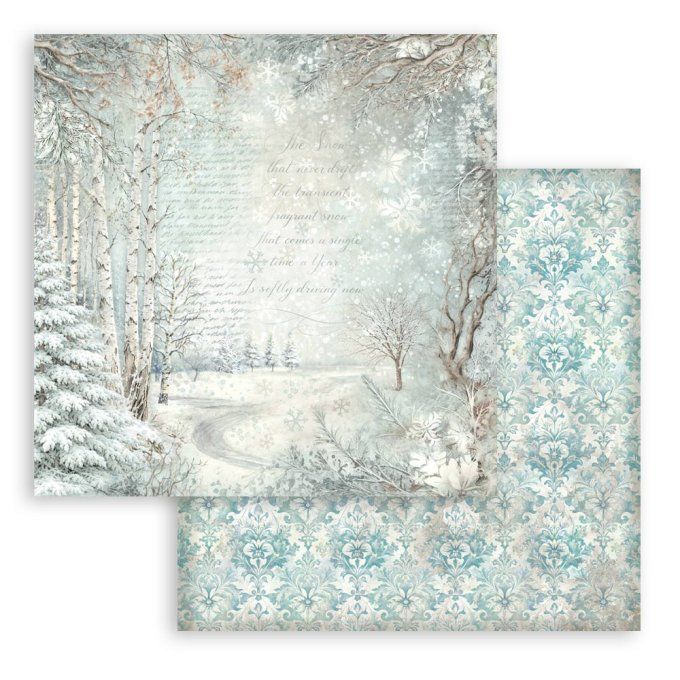 Stamperia - Papier scrapbooking, 20x20cm, 10 feuilles, White christmas - backgrounds