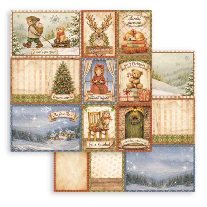 Stamperia - Papier scrapbooking, 20x20cm, 10 feuilles, Silent night