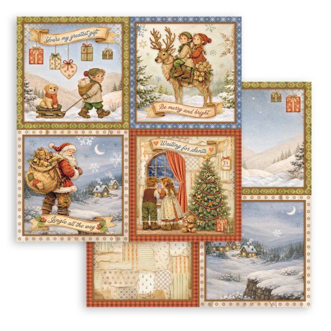 Stamperia - Papier scrapbooking, 20x20cm, 10 feuilles, Silent night