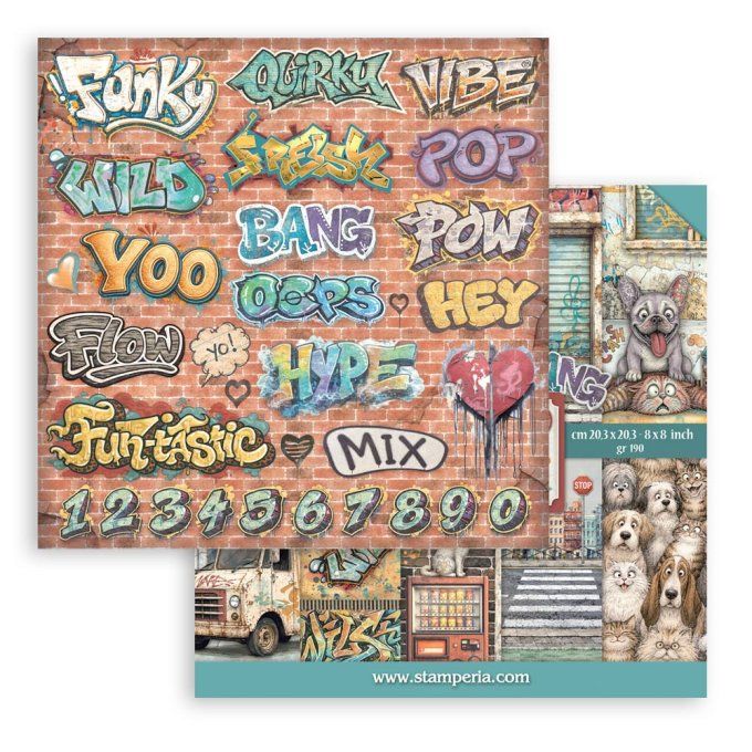 Papier scrapbooking, 20x20cm, Furry friends 2 - Stamperia - 10 feuilles