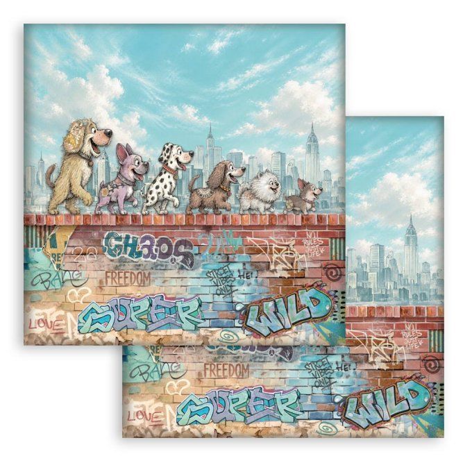 Papier scrapbooking, 20x20cm, Furry friends 2 - Stamperia - 10 feuilles