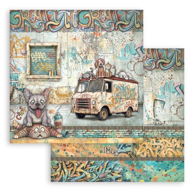 Papier scrapbooking, 20x20cm, Furry friends 2 - Stamperia - 10 feuilles