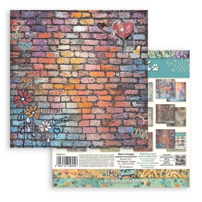 Papier scrapbooking, 20x20cm, Furry friends 2 - Stamperia - 10 feuilles - Background