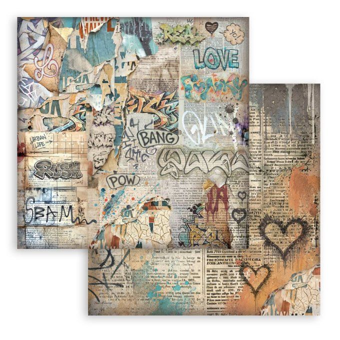 Papier scrapbooking, 20x20cm, Furry friends 2 - Stamperia - 10 feuilles - Background
