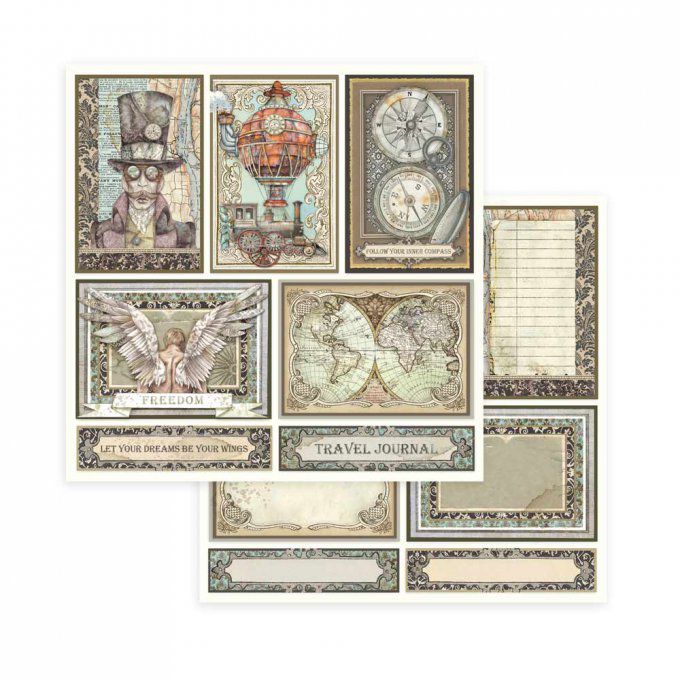 Collection Sir vagabond, 20x20cm - 10 feuilles motif recto verso - Stamperia