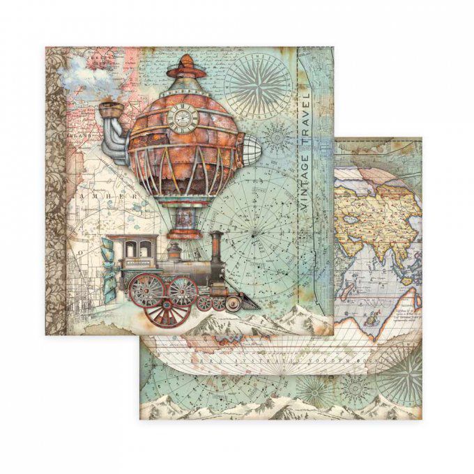 Collection Sir vagabond, 20x20cm - 10 feuilles motif recto verso - Stamperia