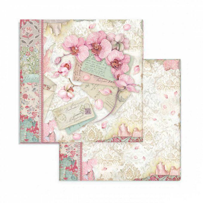 Collection Orchids and cats, 20x20cm - 10 feuilles motif recto verso - Stamperia