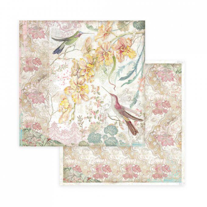 Collection Orchids and cats, 20x20cm - 10 feuilles motif recto verso - Stamperia