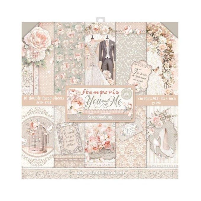 Collection You and me, 20x20cm - 10 feuilles motif recto verso - Stamperia - 190g