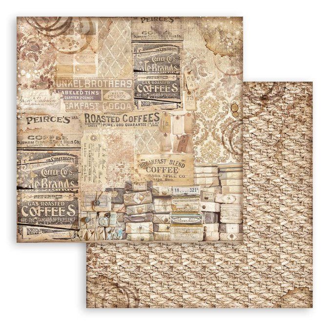 Collection Coffee and chocolate, 20x20cm-10 feuilles motif recto verso, Stamperia, 190g, background