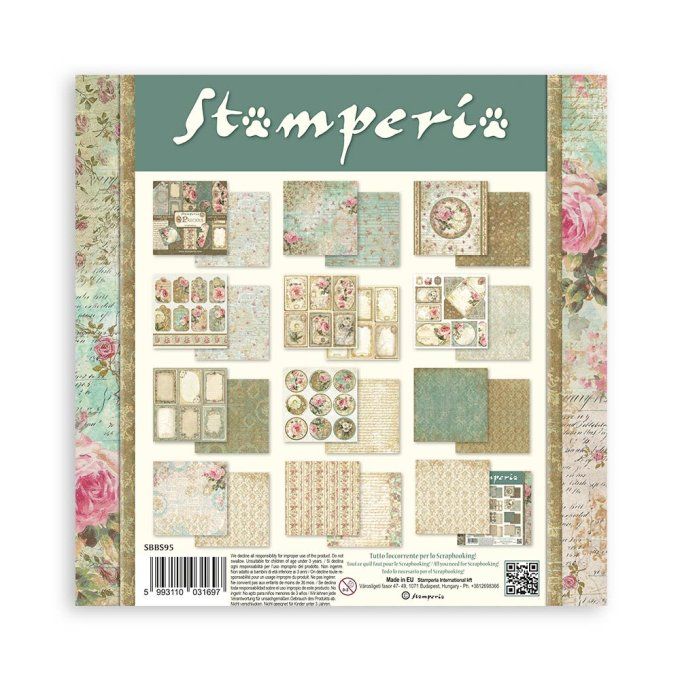 Collection Precious, 20x20cm - 10 feuilles motif recto verso - Stamperia - 190g