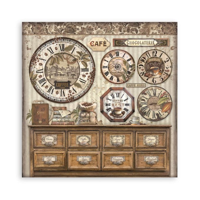 Collection Coffee and chocolate, 30x30cm - 22 feuilles motif recto - Stamperia - 190g