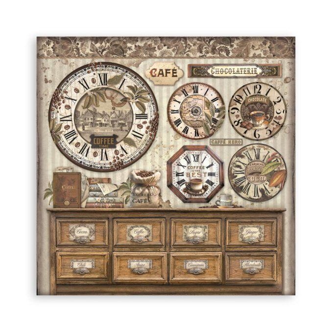 Collection Coffee and chocolate, 20x20cm - 22 feuilles motif recto - Stamperia - 190g