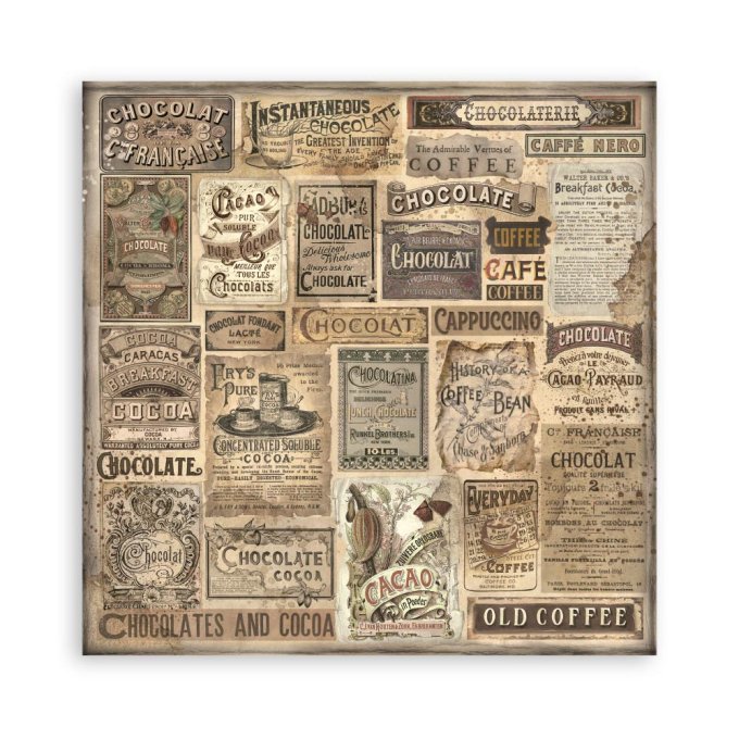 Collection Coffee and chocolate, 30x30cm - 22 feuilles motif recto - Stamperia - 190g