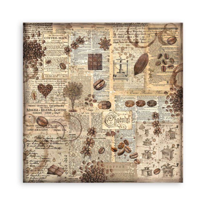 Collection Coffee and chocolate, 20x20cm - 22 feuilles motif recto - Stamperia - 190g