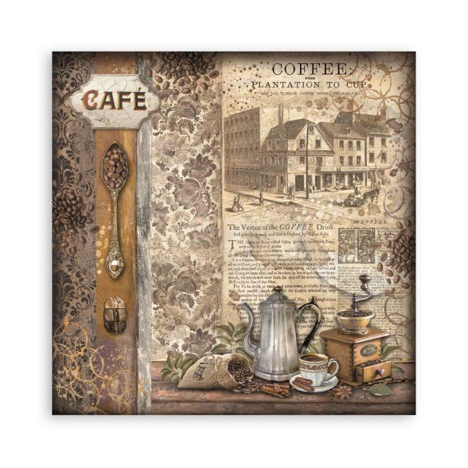 Collection Coffee and chocolate, 20x20cm - 22 feuilles motif recto - Stamperia - 190g