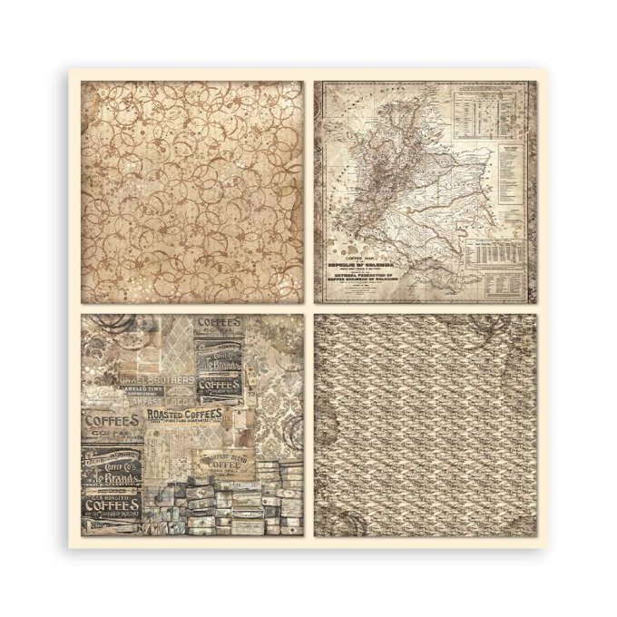 Collection Coffee and chocolate, 30x30cm - 22 feuilles motif recto - Stamperia - 190g