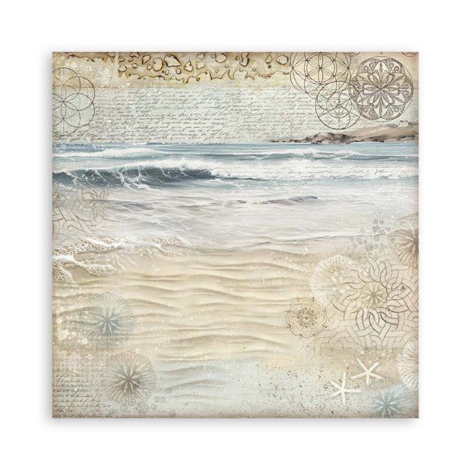 Papier scrapbooking, 20x20cm, Silent sea - Stamperia - 22 feuilles  - motif recto