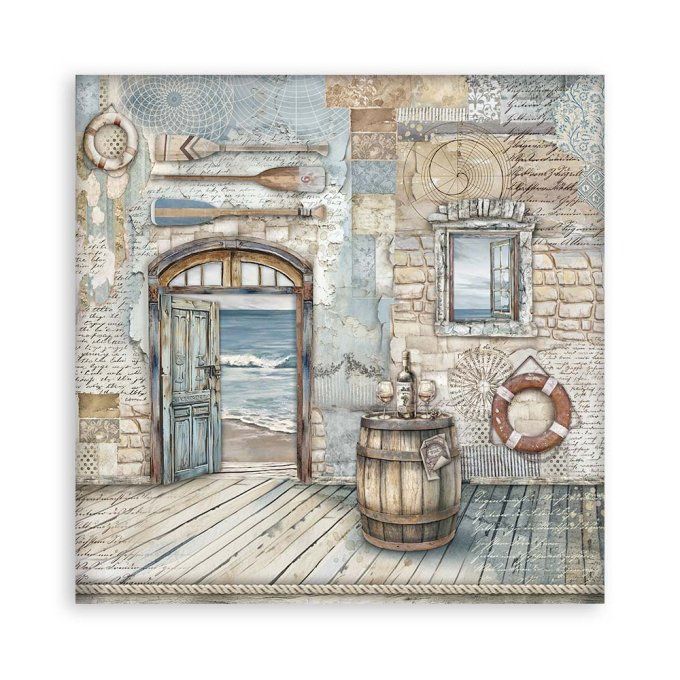 Papier scrapbooking, 20x20cm, Silent sea - Stamperia - 22 feuilles  - motif recto