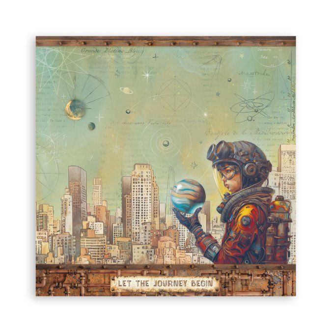 Papier scrapbooking, 20x20cm, A new beginning - Stamperia - 22 feuilles - motif recto