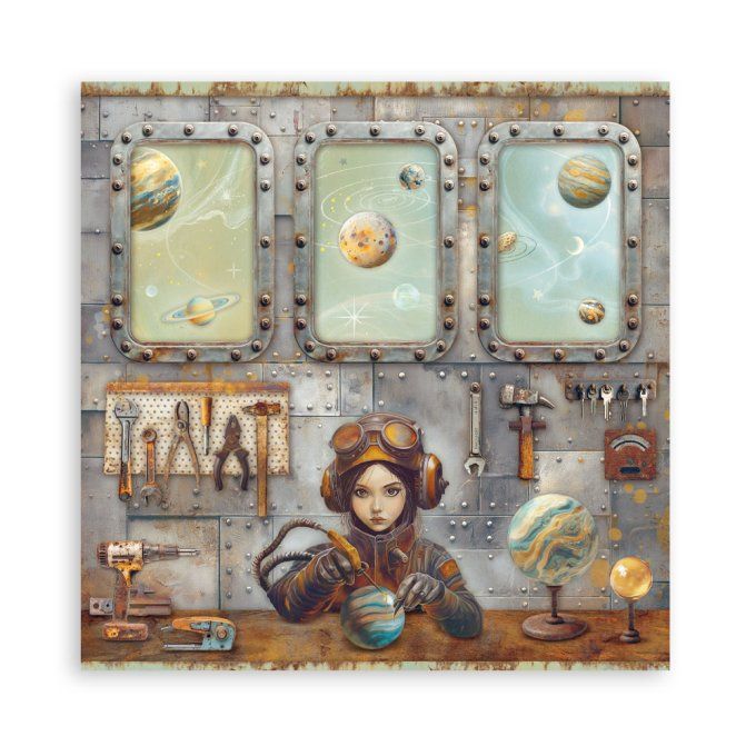 Papier scrapbooking, 20x20cm, A new beginning - Stamperia - 22 feuilles - motif recto