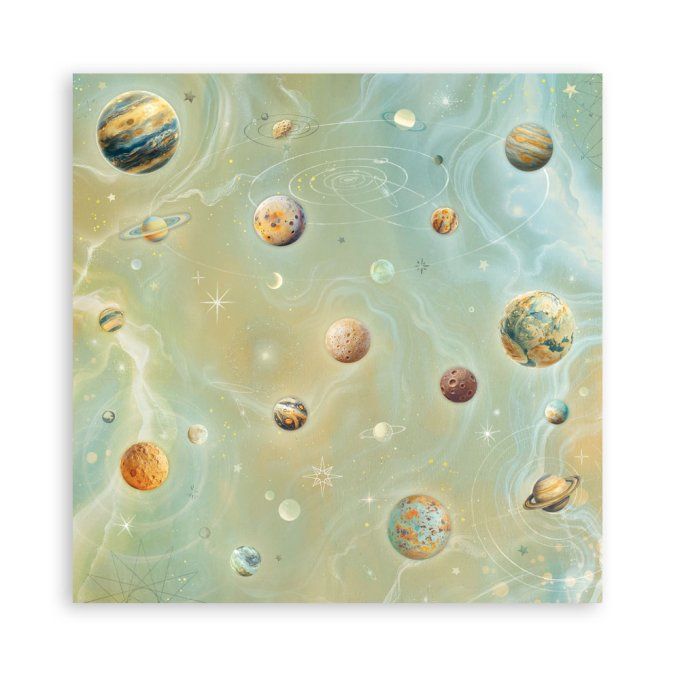 Papier scrapbooking, 20x20cm, A new beginning - Stamperia - 22 feuilles - motif recto