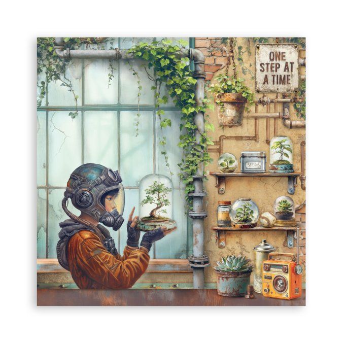 Papier scrapbooking, 20x20cm, A new beginning - Stamperia - 22 feuilles - motif recto