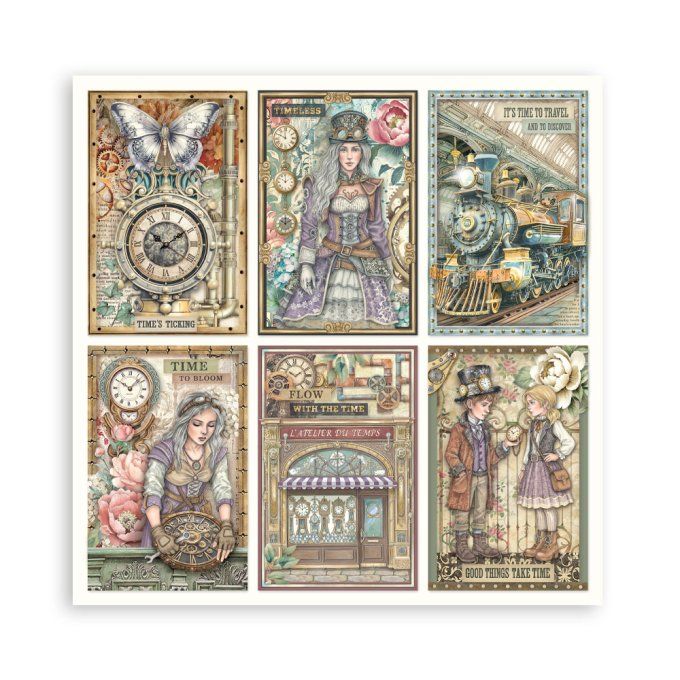 Papier scrapbooking, 20x20cm, Gardens of time  - Stamperia  - 22 feuilles, motif recto
