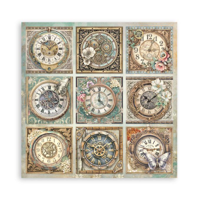 Papier scrapbooking, 20x20cm, Gardens of time  - Stamperia  - 22 feuilles, motif recto