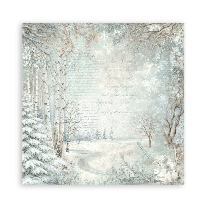 Papier scrapbooking, 20x20cm, White christmas - Stamperia - 22 feuilles  - motif recto