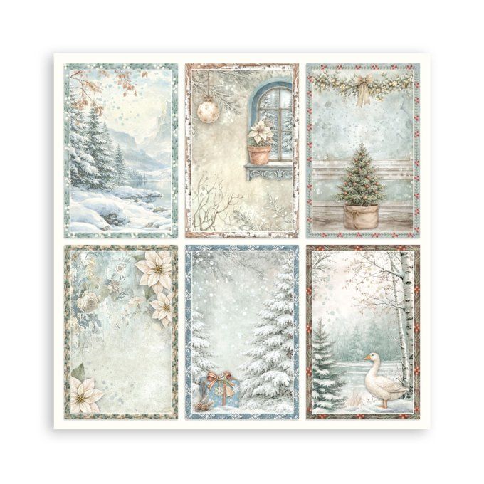 Papier scrapbooking, 20x20cm, White christmas - Stamperia - 22 feuilles  - motif recto