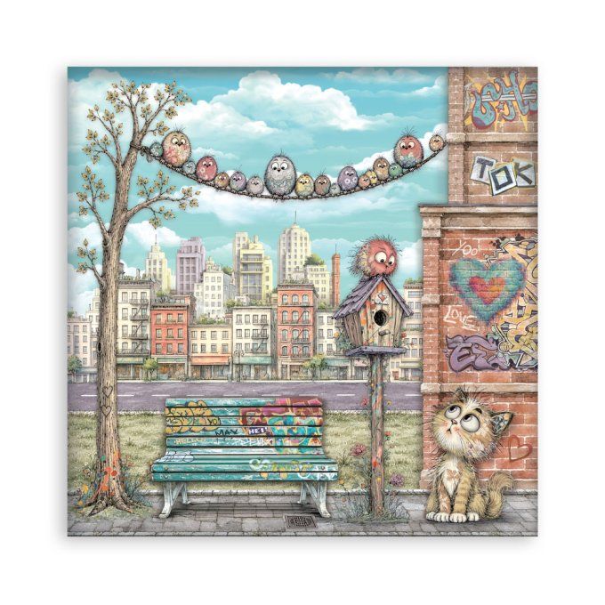 Papier scrapbooking, 20x20cm, Furry friends 2 - Stamperia - 22 feuilles 
