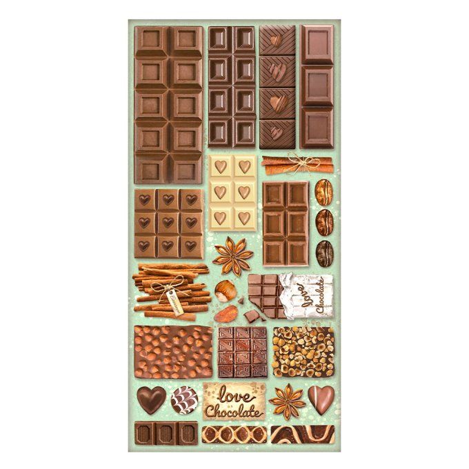 10 feuilles, motif recto verso, dim. 15x30.5cm, collec. : Coffee and chocolate - Stamperia