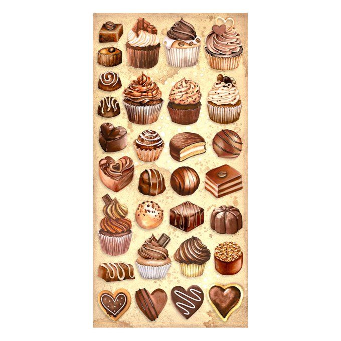 10 feuilles, motif recto verso, dim. 15x30.5cm, collec. : Coffee and chocolate - Stamperia