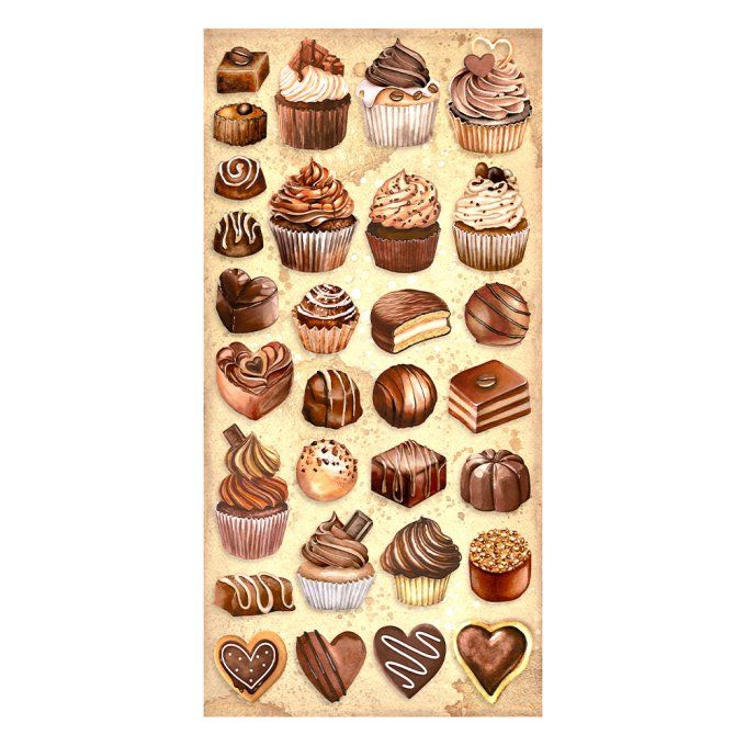10 feuilles, motif recto verso, dim. 15x30.5cm, collec. : Coffee and chocolate - Stamperia