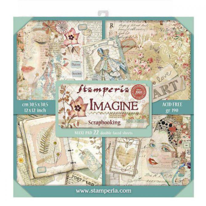 Papier scrapbooking, 30x30cm, Imagine  - Stamperia - Format XL