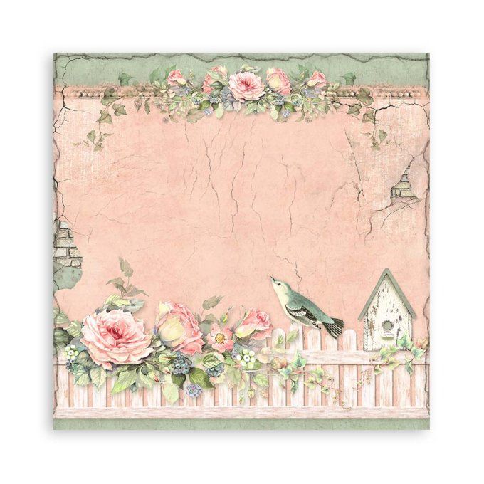 Papier scrapbooking, 30x30cm, House of roses  - Stamperia - 22 feuilles, motif recto