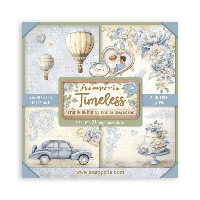 Collection Silent sea, 30x30cm - 22 feuilles motif recto - Stamperia - 190g