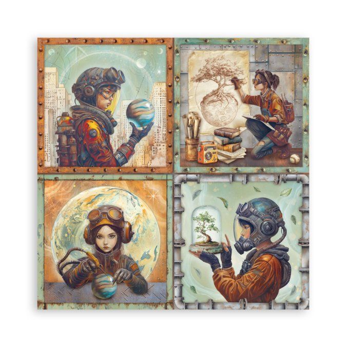 Papier scrapbooking, 30.5x30.5cm, A new beginning, Stamperia - 22 feuilles - motif recto