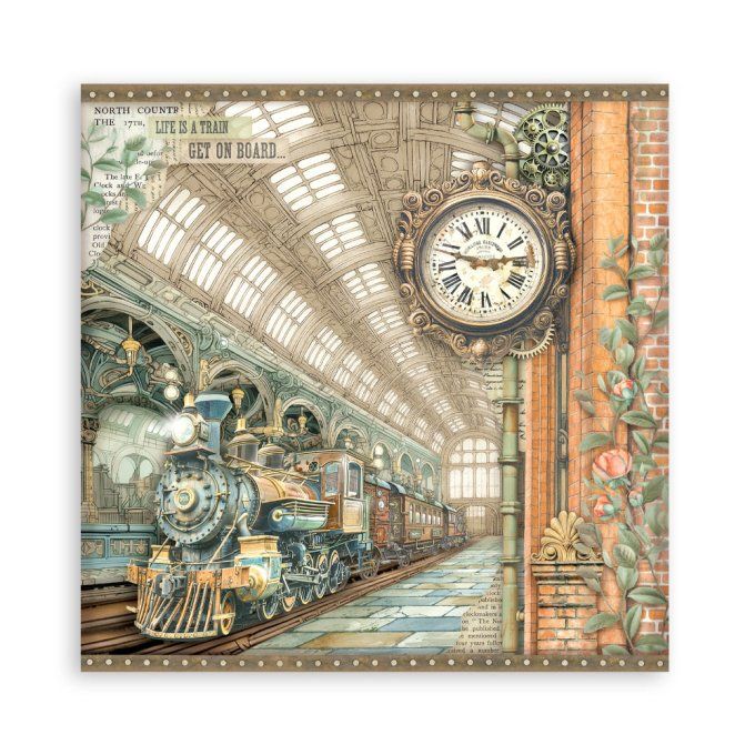 Papier scrapbooking, 30x30cm, Gardens of time  - Stamperia - 22 feuilles, motif recto