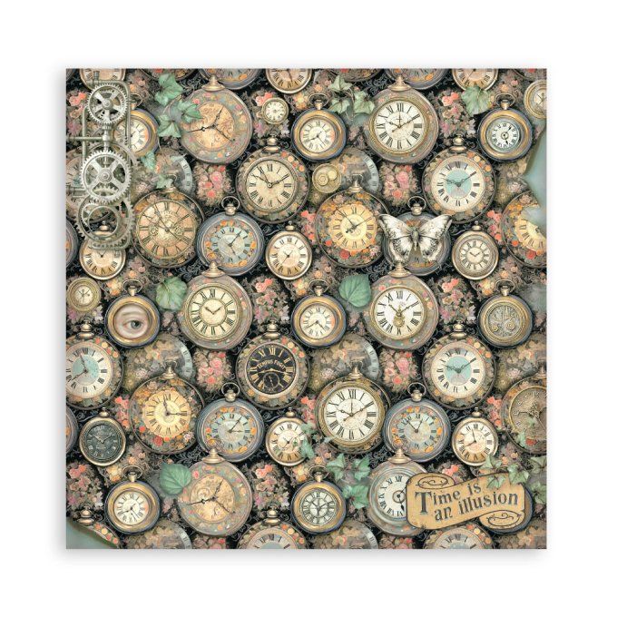 Papier scrapbooking, 30x30cm, Gardens of time  - Stamperia - 22 feuilles, motif recto