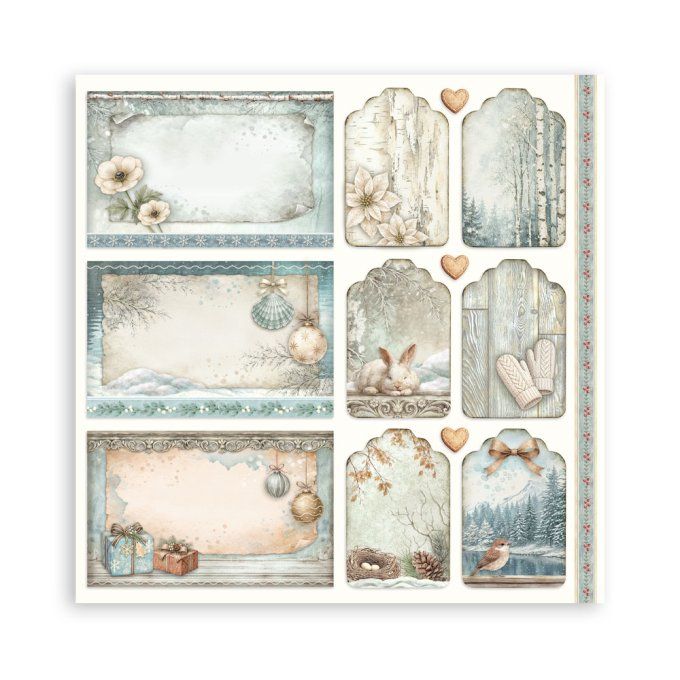 Collection White christmas, 30x30cm - 22 feuilles motif recto - Stamperia - 190g
