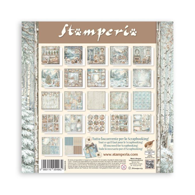 Collection White christmas, 30x30cm - 22 feuilles motif recto - Stamperia - 190g