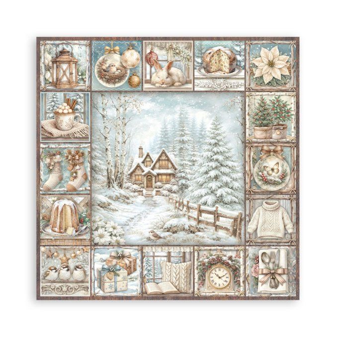 Collection White christmas, 30x30cm - 22 feuilles motif recto - Stamperia - 190g