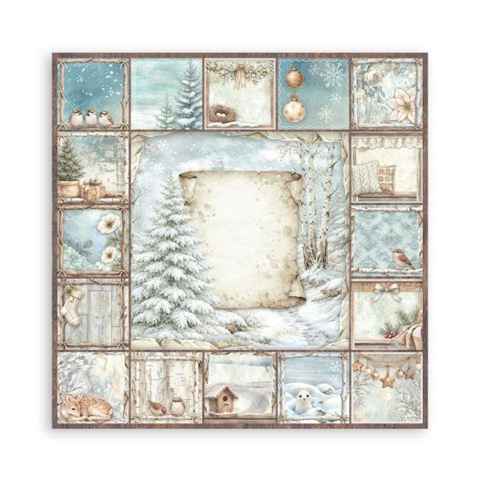 Collection White christmas, 30x30cm - 22 feuilles motif recto - Stamperia - 190g