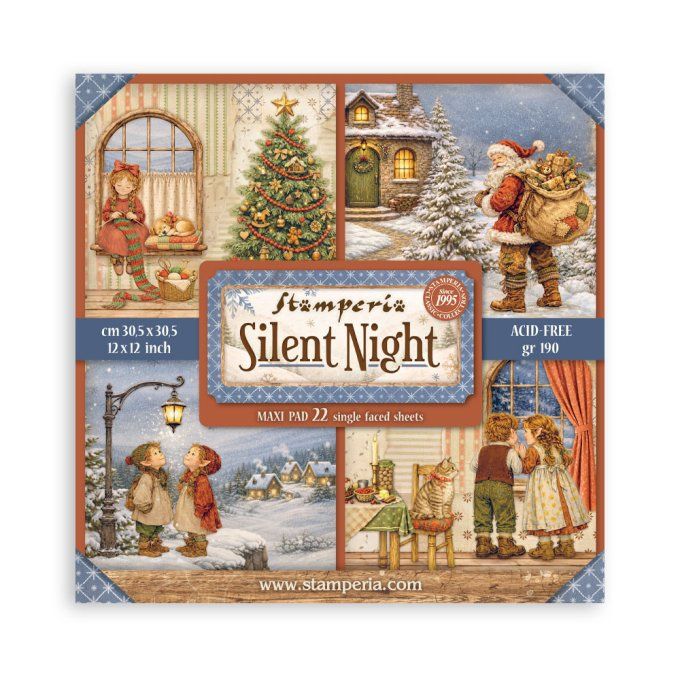 Collection Silent night, 30x30cm - 22 feuilles motif recto - Stamperia - 190g