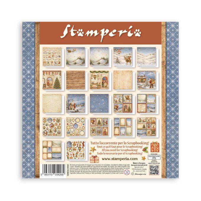 Collection Silent night, 30x30cm - 22 feuilles motif recto - Stamperia - 190g