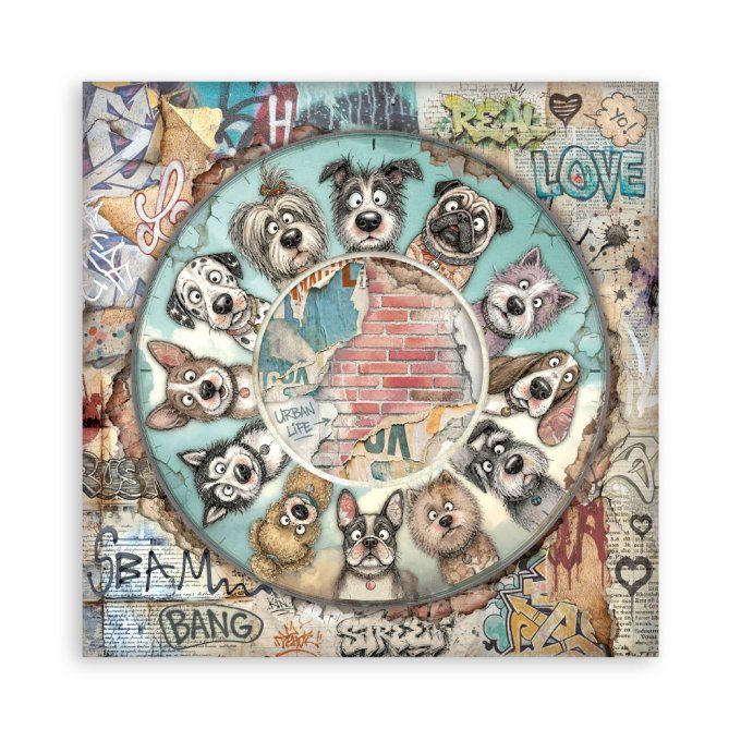Papier scrapbooking, 30.5x30.5cm, Furry friends 2 - Stamperia - 22 feuilles - motif recto